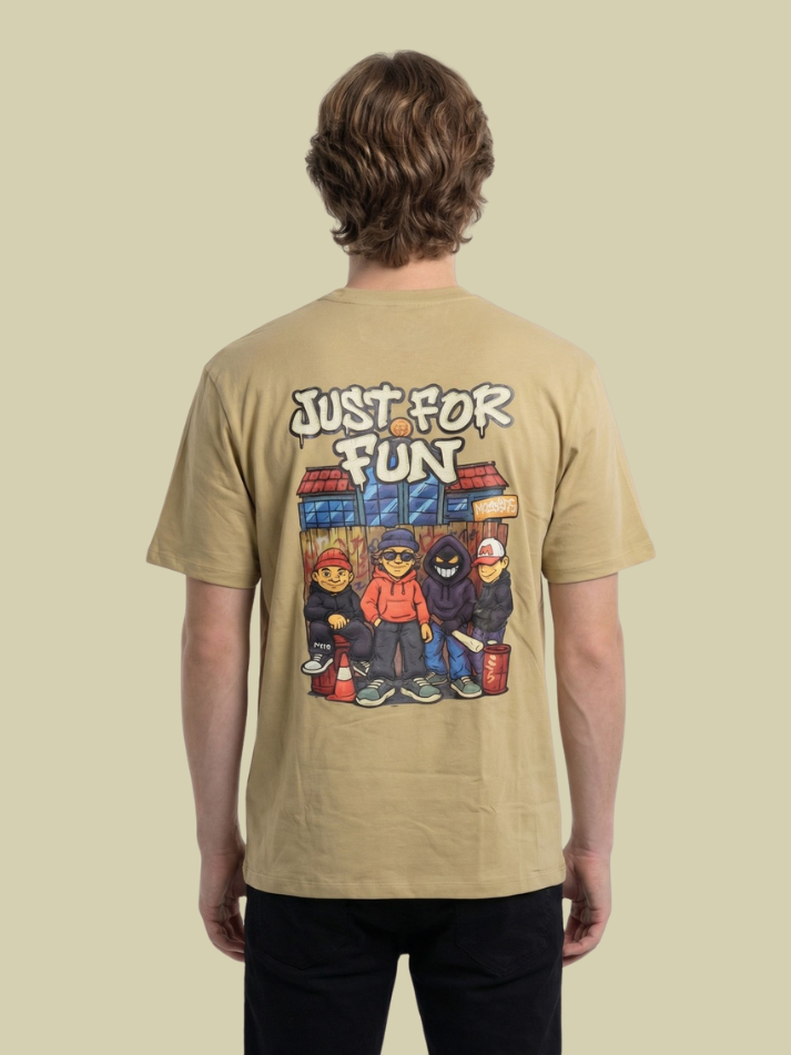 Albion Men’s Premium Khaki Graphic Print Casual T-Shirt