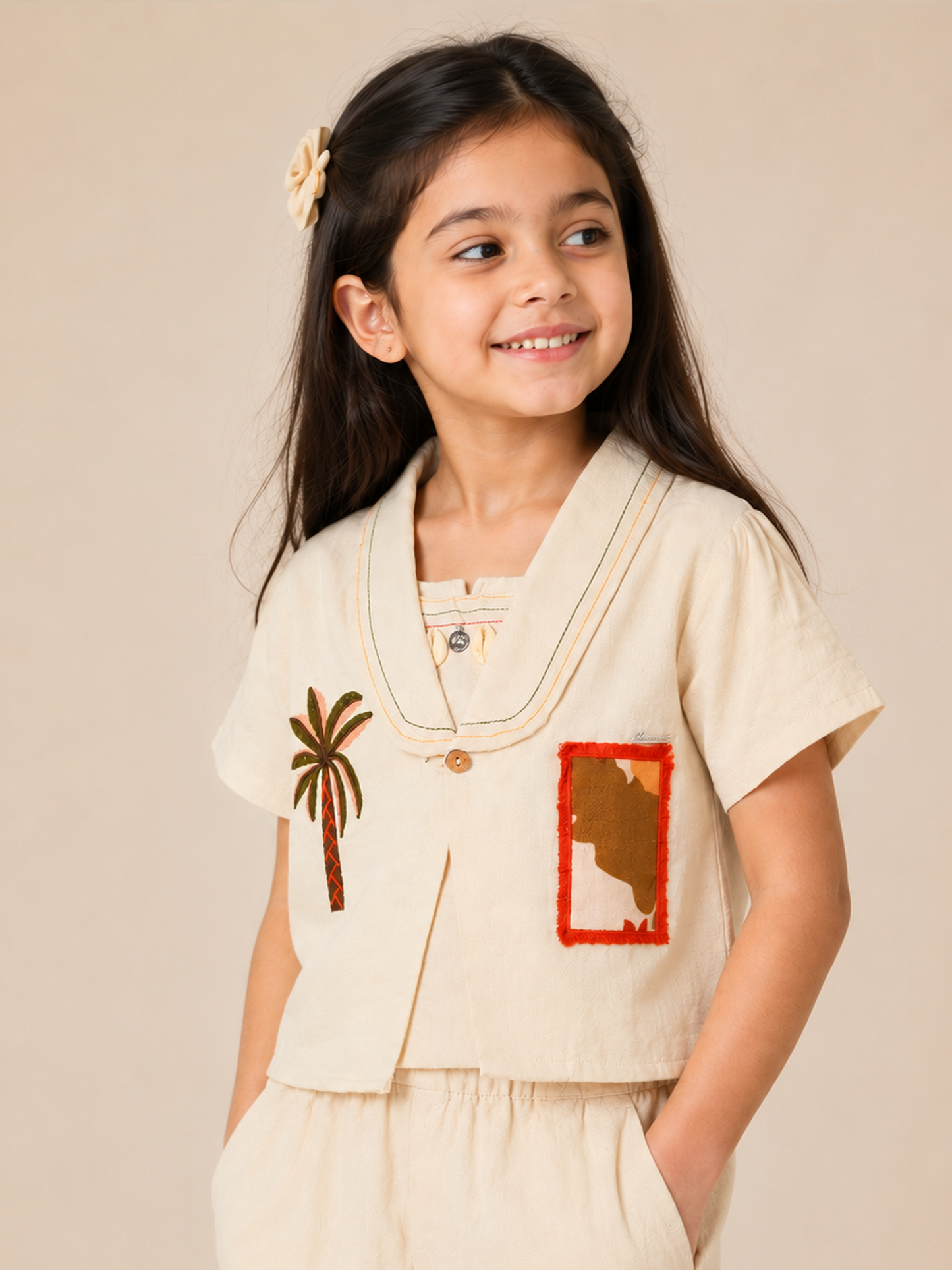 Albion Girls’ Stylish Co-Ord Set | Elegant Printed Top & Shorts Set | Comfortable Casual Summer Wear