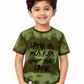 Albion Premium Cotton Kids Green Graphic Print T-Shirt