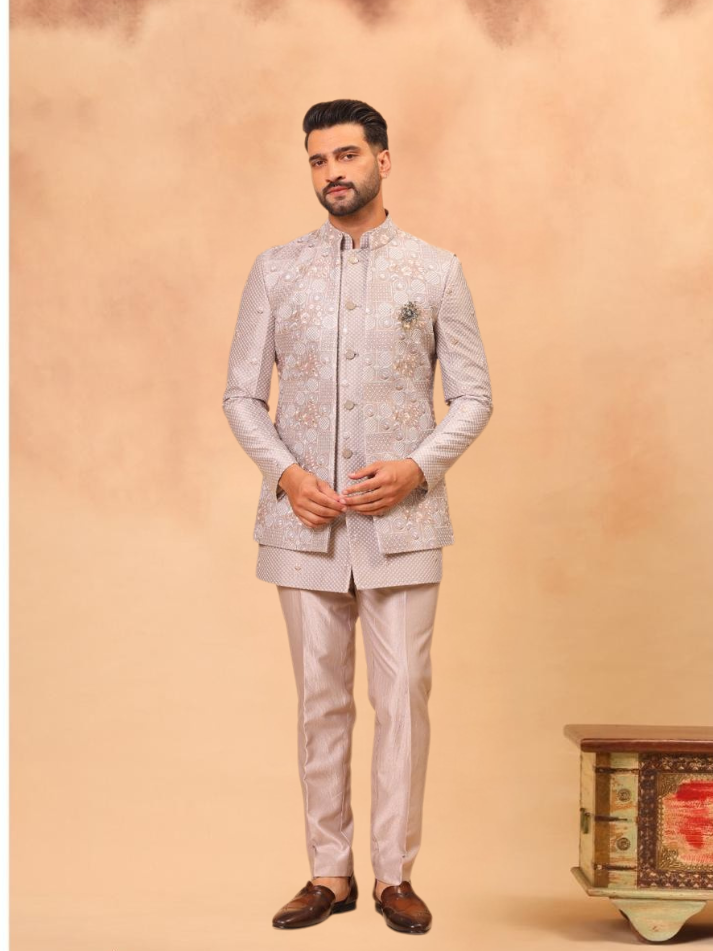 Albion Men’s Royal Indo-Western Suit for Festive & Wedding Occasions