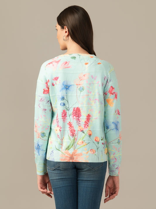 Women’s Wool Knit Sweatshirt – Everyday Comfort Light Blue