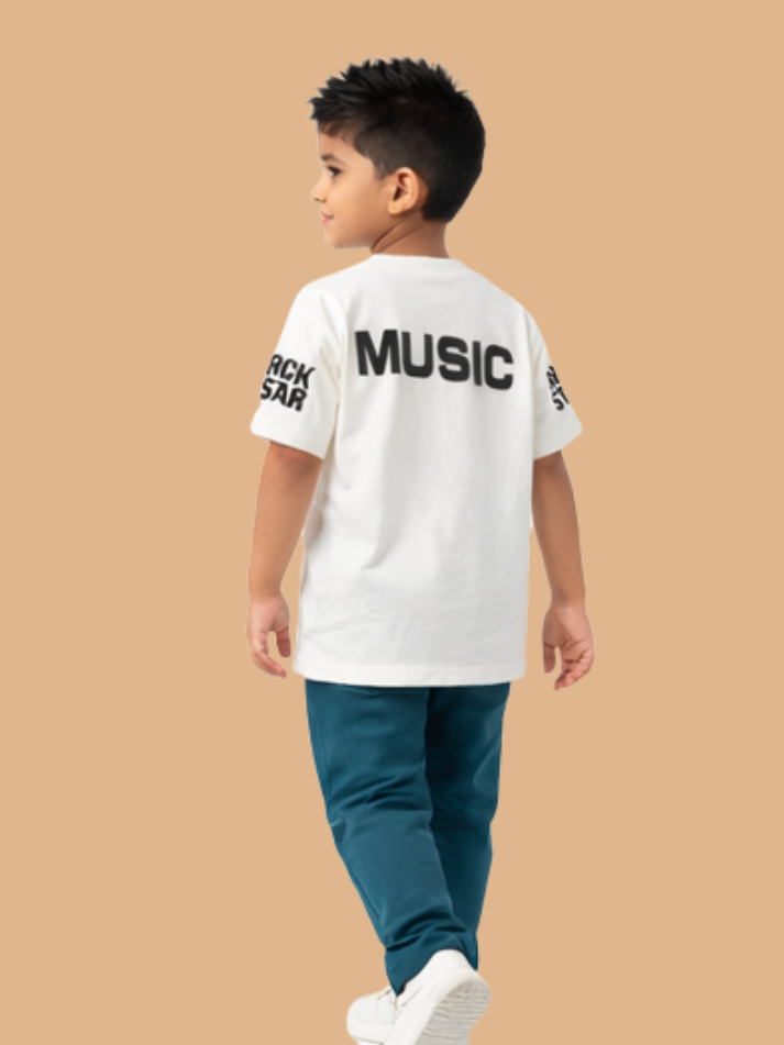 Albion Boys White Graphic Printed T-Shirt | Cool Cartoon Character Casual Cotton Tee for Kids