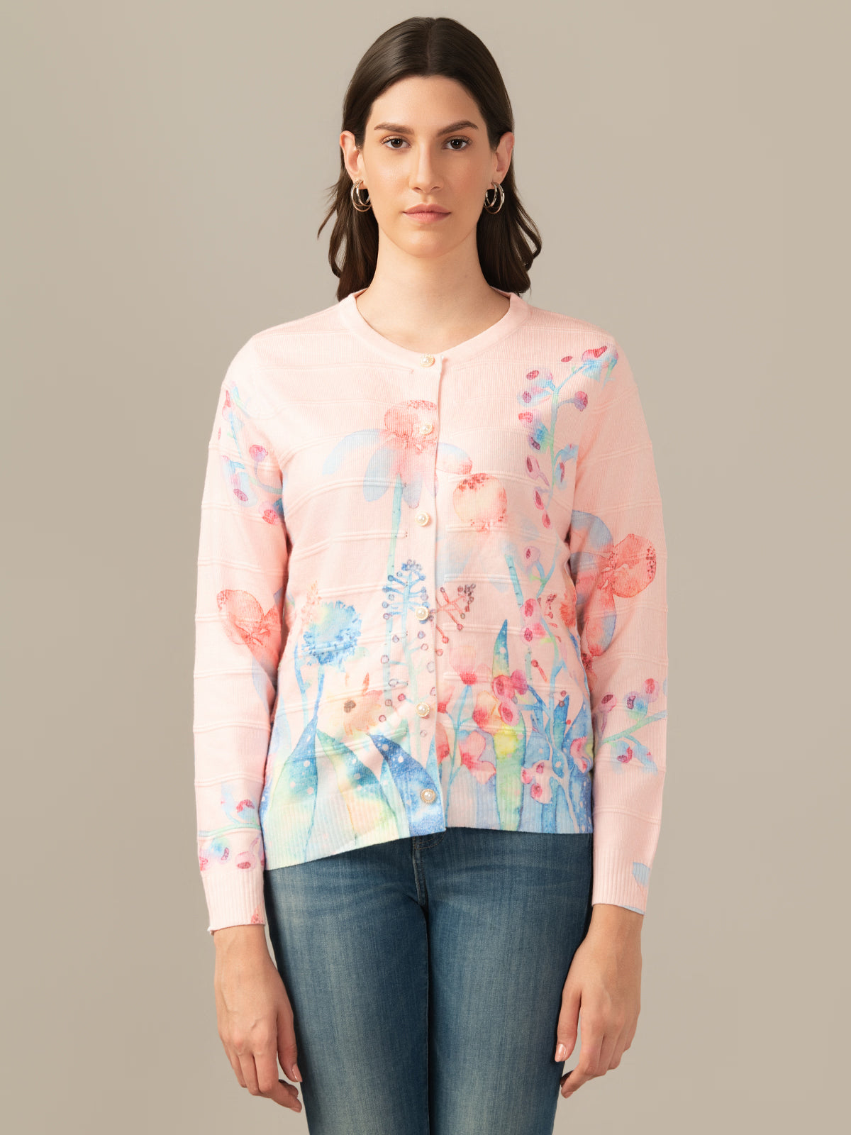 Albion Women Woolen Cardigan for Winter | Cozy Soft Knitwear  off peach