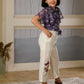 Albion Girls Purple Floral Top & Embroidered Palazzo Set