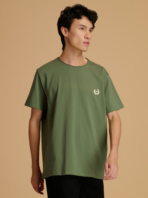 Albion Premium Men's Green T-Shirt – Stylish Regular Fit Casual Cotton T-Shirt for Men