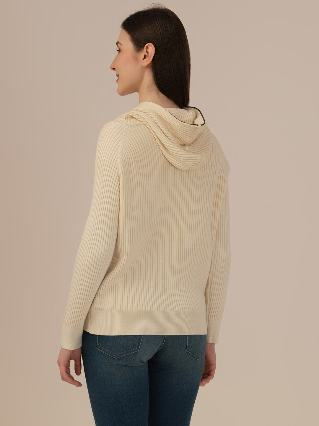 Albion Women’s Woollen Knit Hoodie – Elegant & Ultra-Soft, peach