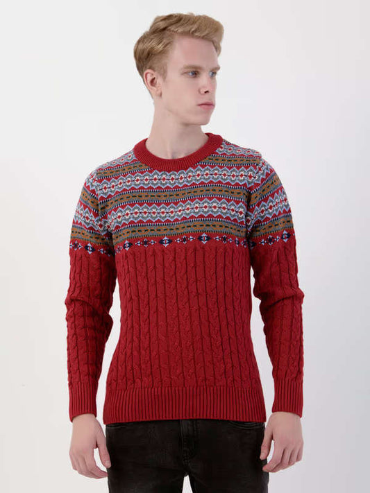 Albion Men’s Pullover Sweater – Soft,  Long Sleeve Knit for Everyday Wear_Red
