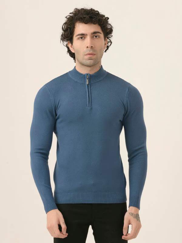 Albion Men’s Pullover Sweater – Soft,  Long Sleeve Knit for Everyday Wear_Blue