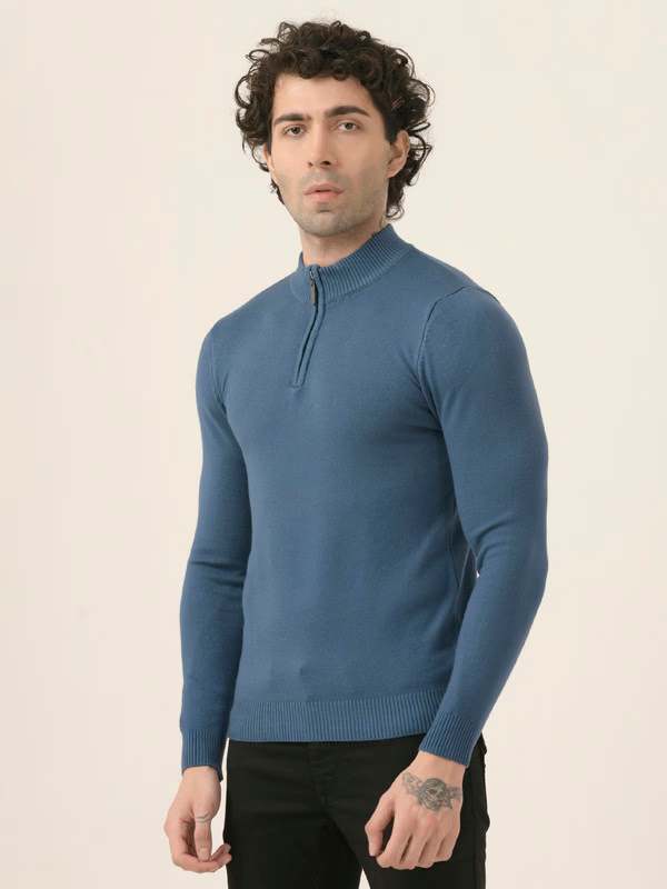 Albion Men’s Pullover Sweater – Soft,  Long Sleeve Knit for Everyday Wear_Blue