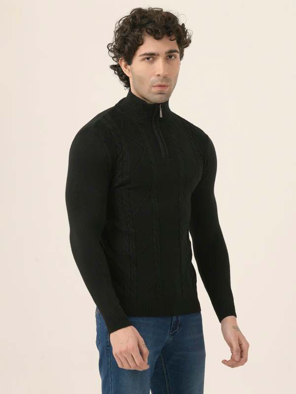 Albion Men’s Casual Pullover – Comfortable Knit Top for Work or Weekend_Black