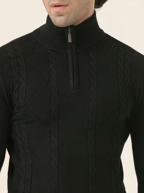 Albion Men’s Casual Pullover – Comfortable Knit Top for Work or Weekend_Black