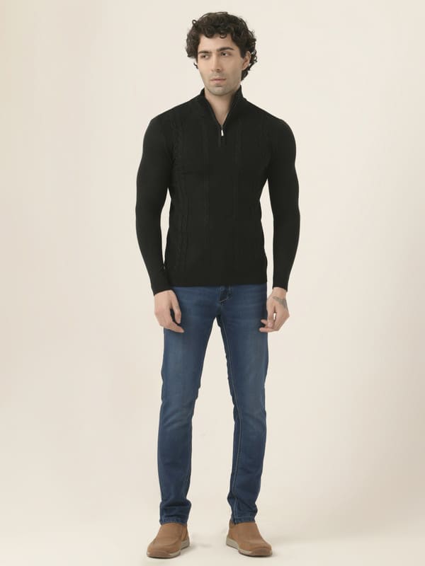 Albion Men’s Casual Pullover – Comfortable Knit Top for Work or Weekend_Black