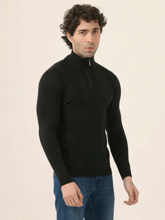 Albion Men’s Casual Pullover – Comfortable Knit Top for Work or Weekend_Black