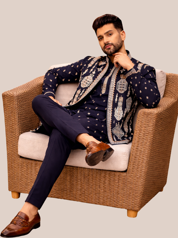 Albion Men’s Royal Premium Indo-Western Ethnic Suit – Timeless Classic Style