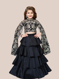 Girls Black Designer Lehenga Set Party Wear Ethnic Dress