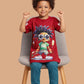 Albion Boys Maroon Graphic Printed T-Shirt | Cartoon Character Casual Cotton Tee for Kids