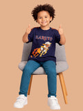 Albion Naruto Printed Kids T-Shirt | Trendy Navy Blue Anime Graphic Tee for Boys | Soft Cotton Casual Wear