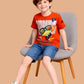 Albion Boys Rust Orange Graphic Printed T-Shirt | Frog Cartoon Casual Cotton Tee for Kids