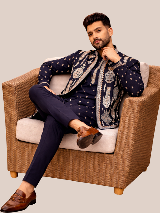 Albion Men’s Royal Premium Indo-Western Ethnic Suit – Timeless Classic Style