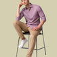 Albion Lavender Embroidered Shirt – Premium Party Wear Slim Fit Shirt for Men