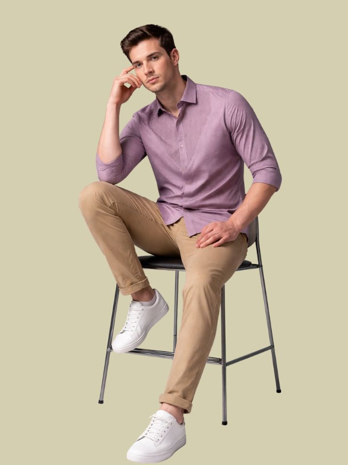 Albion Lavender Embroidered Shirt – Premium Party Wear Slim Fit Shirt for Men