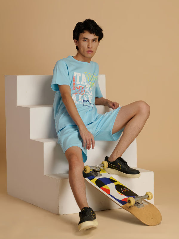 Albion Premium Men’s Sky Blue Co-ord Set – Stylish & Comfortable