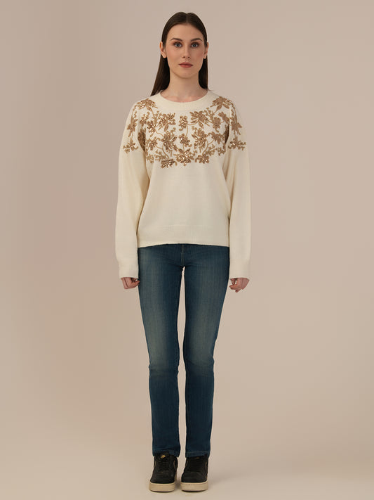 Ladies Winter Sweatshirt – Comfortable Winter Wear, Cream