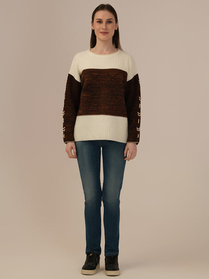 Albion Women’s Premium Woollen Sweater – Soft & Warm Coffee Winter Wear