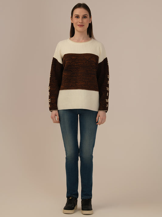 Albion Women’s Premium Woollen Sweater – Soft & Warm Coffee Winter Wear