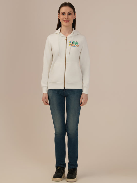 Albion Ladies White Winter Hoodie Cozy & Warm Winter Wear