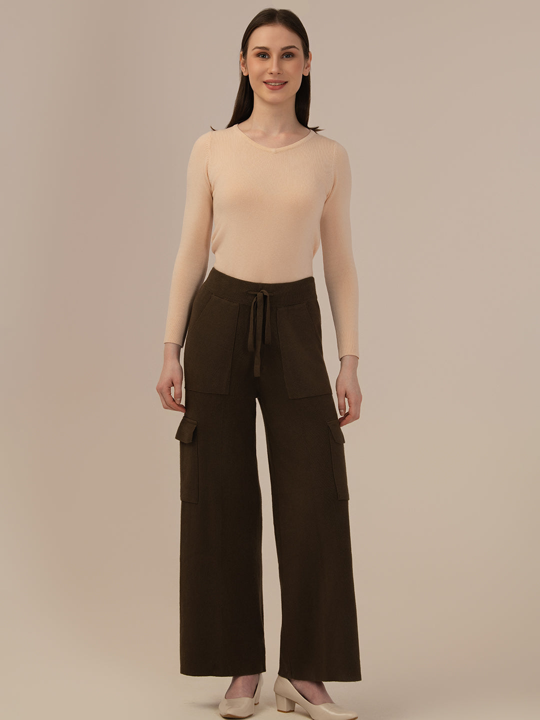 Albion Ladies Winter Harem Pants – Comfortable Mehndi-Colored Warm Winter Bottoms