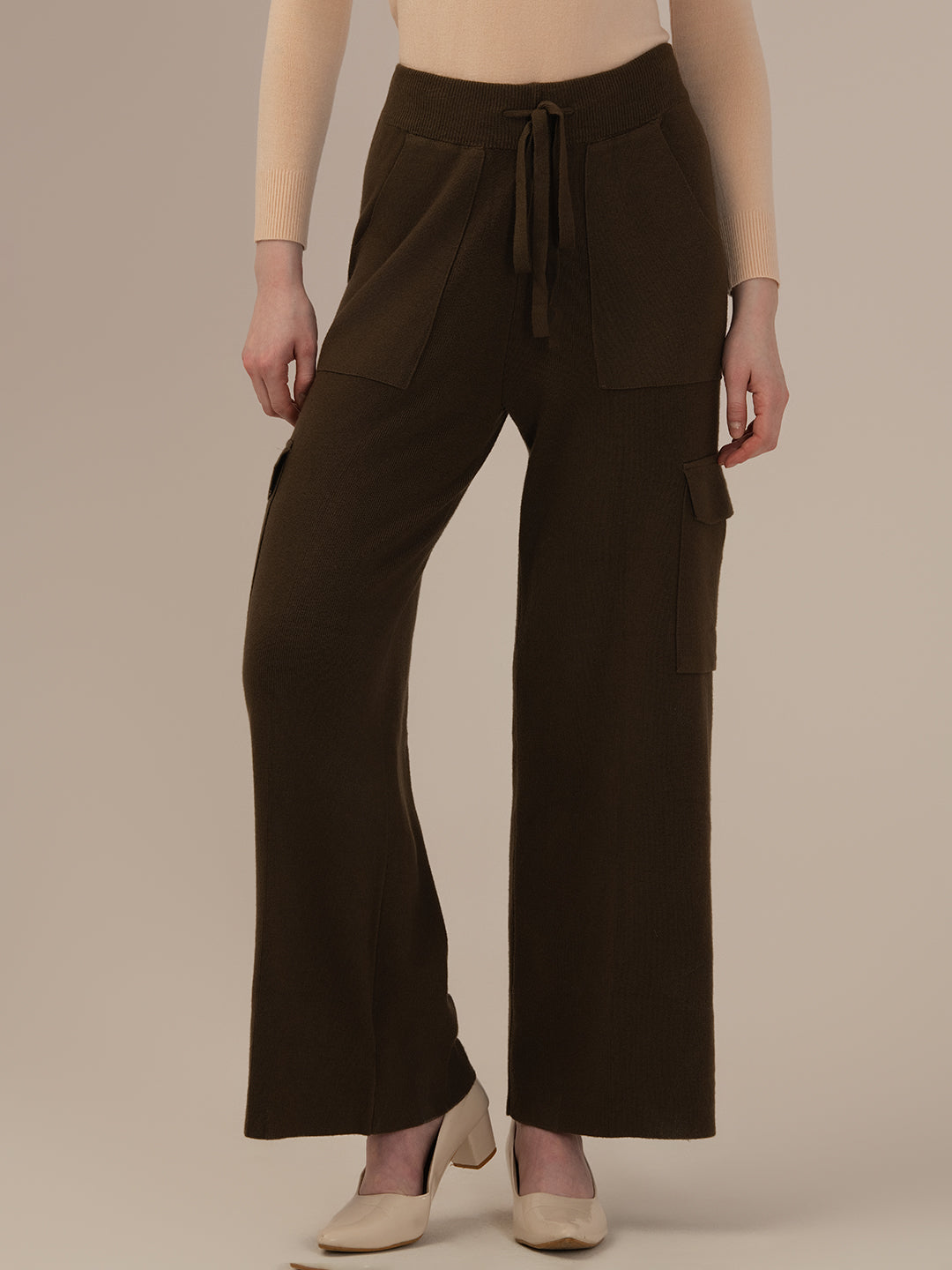 Albion Ladies Winter Harem Pants – Comfortable Mehndi-Colored Warm Winter Bottoms