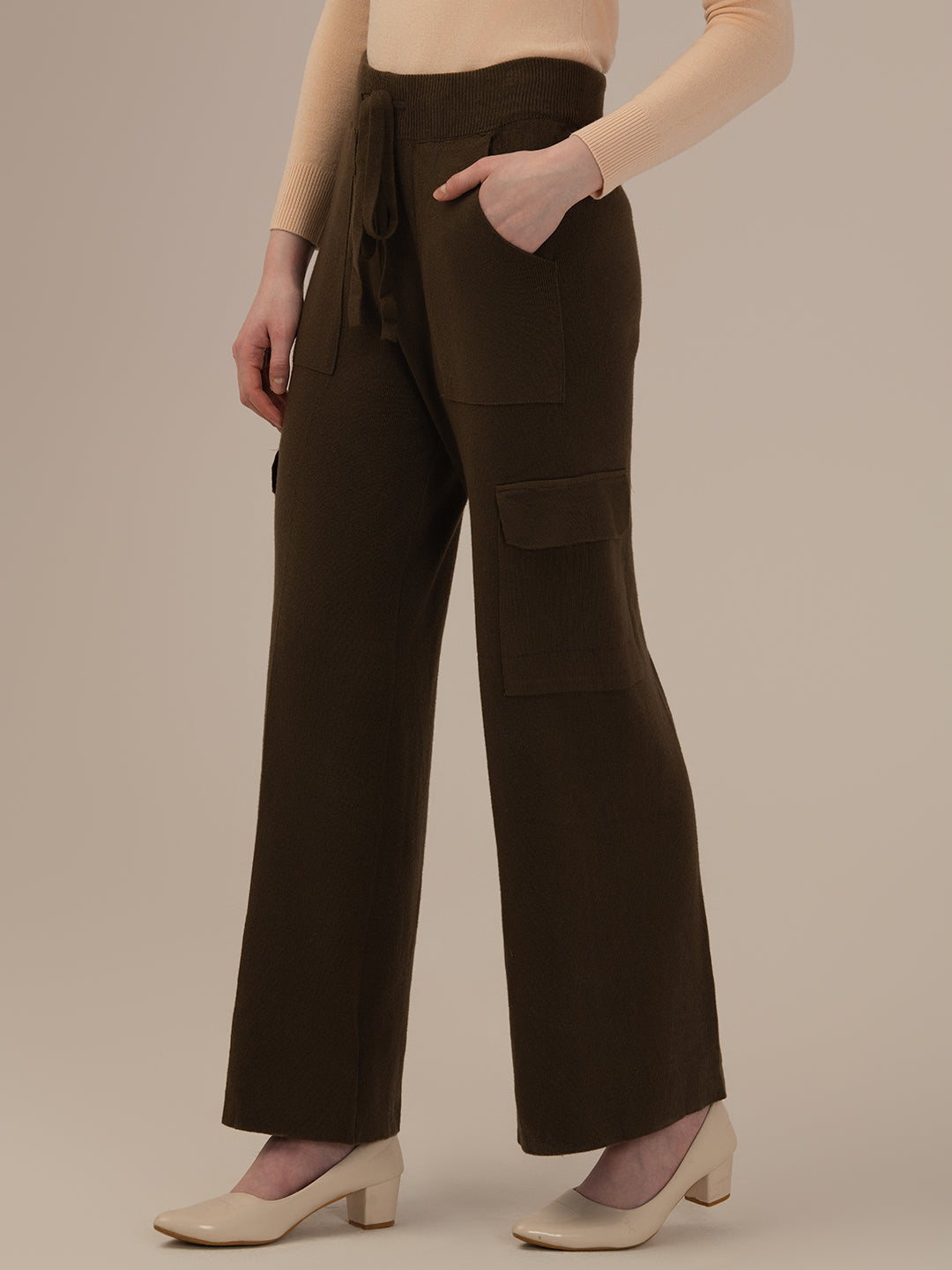 Albion Ladies Winter Harem Pants – Comfortable Mehndi-Colored Warm Winter Bottoms