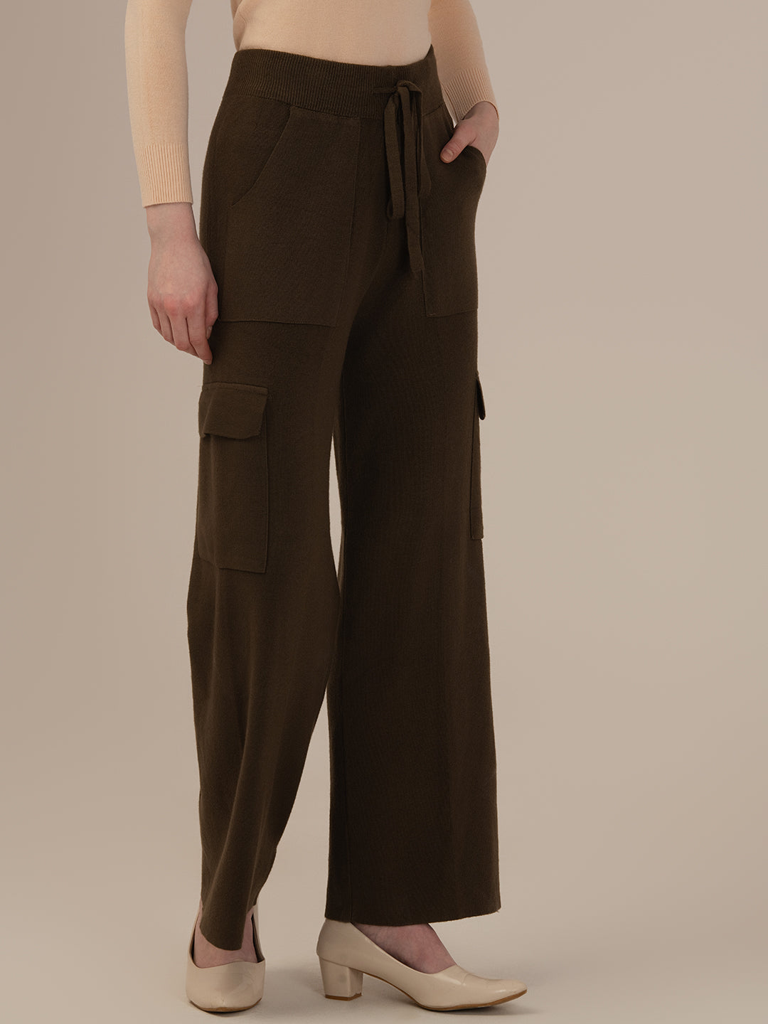 Albion Ladies Winter Harem Pants – Comfortable Mehndi-Colored Warm Winter Bottoms