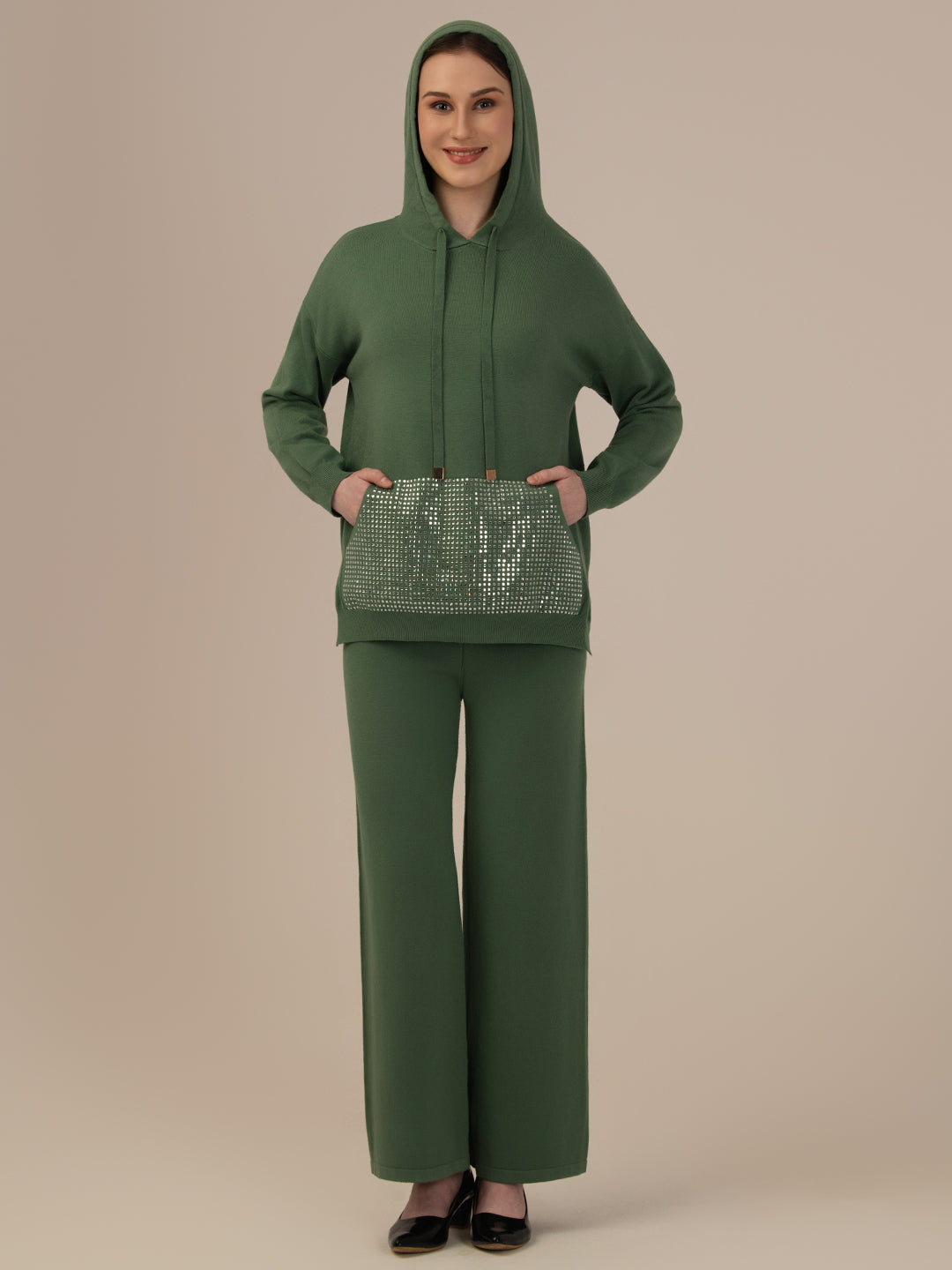 Albion Women’s Winter Woollen Co-ord Set – Comfortable & Chic_GREEN