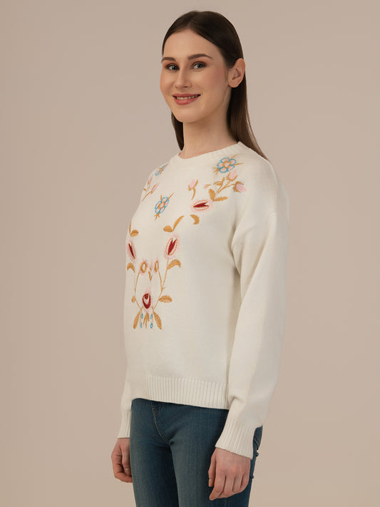 Albion Women’s Woollen Top – Cozy & Stylish Winter Wear_WHITE