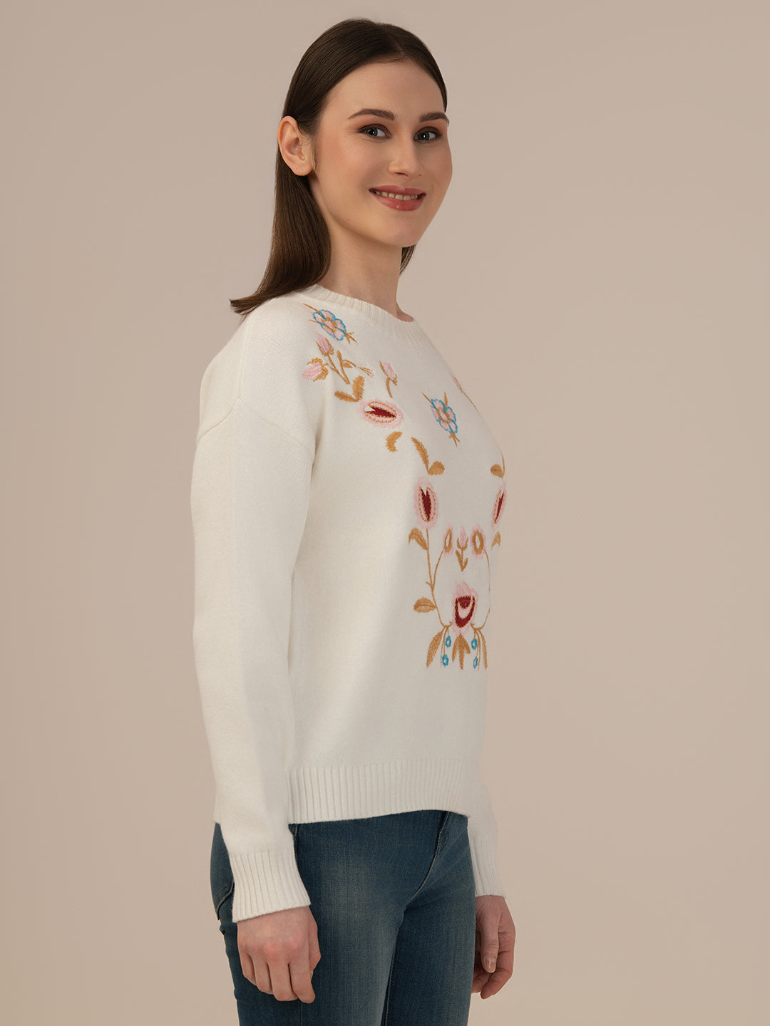 Albion Women’s Woollen Top – Cozy & Stylish Winter Wear_WHITE