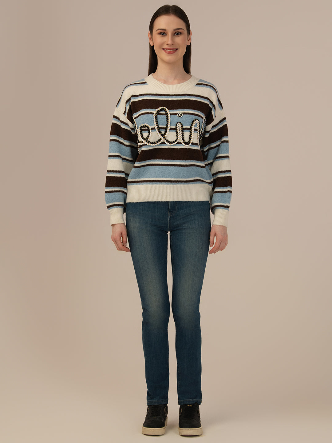 Albion Women’s Printed Woollen Sweater – Soft & Warm Winter Wear
