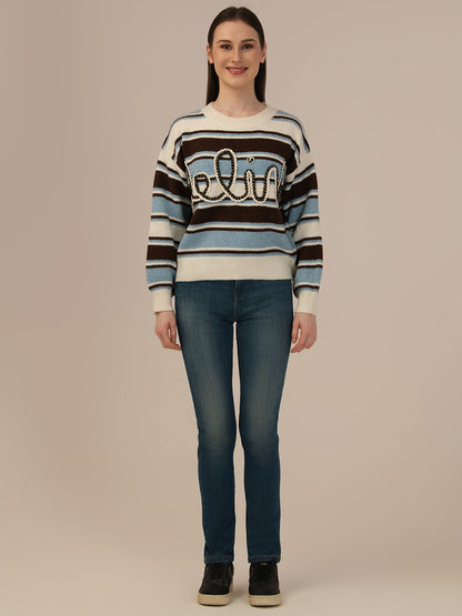 Albion Women’s Printed Woollen Sweater – Soft & Warm Winter Wear