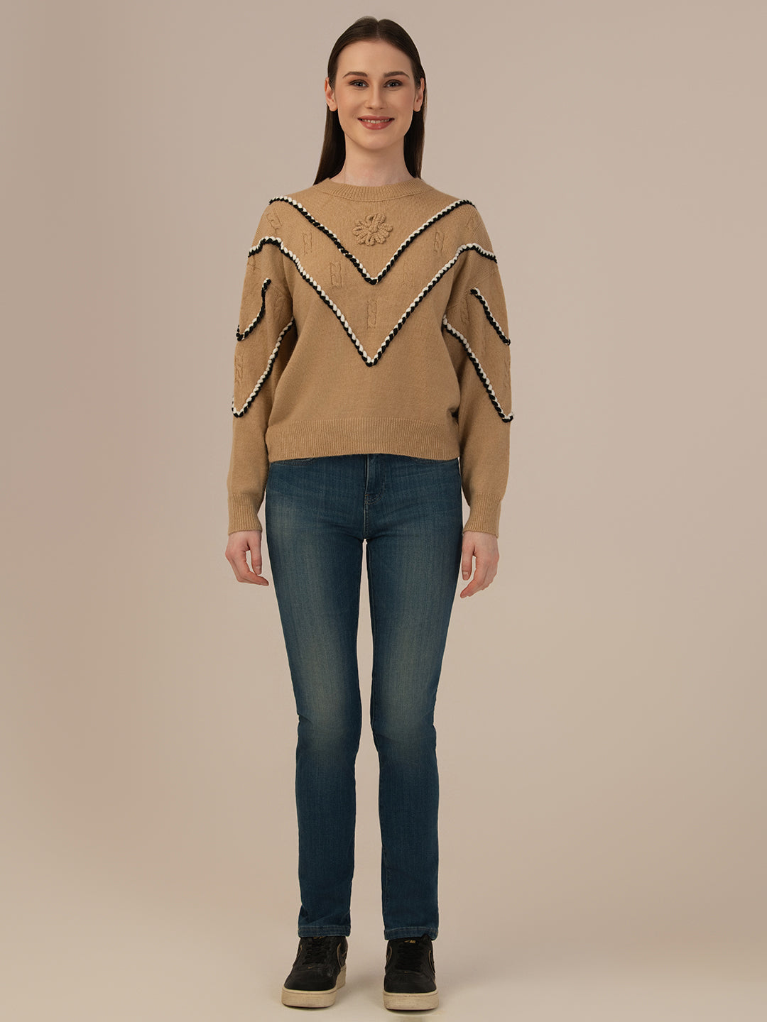 Albion Women’s Cozy Wool Sweater – Warm Winter Wear – Khaki