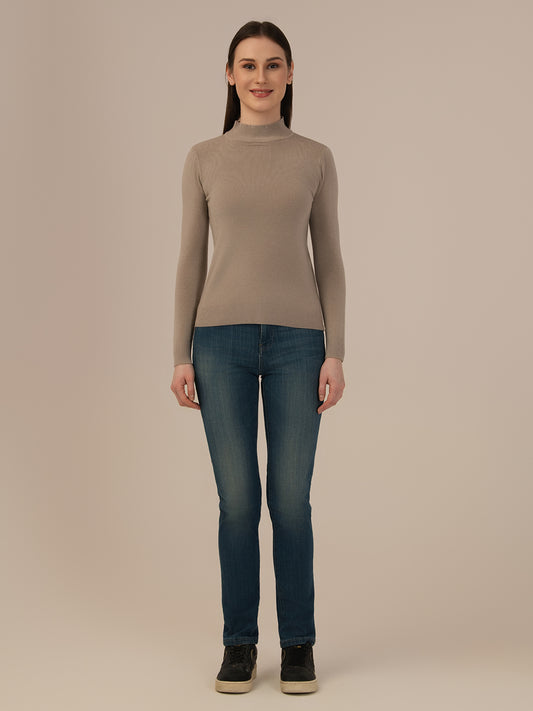 Albion Women’s Soft Woollen Sweater – Cozy Winter Wear – Beige