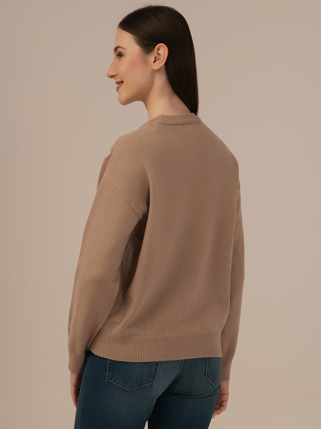 Albion Women’s Woollen Winter Sweater – Soft & Stylish – Brown