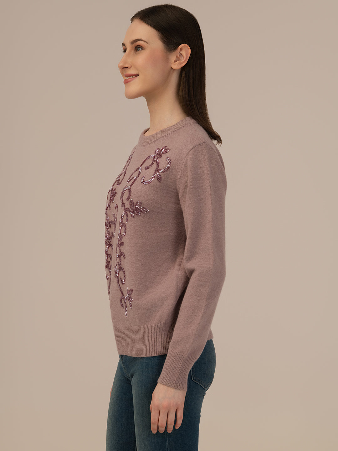 Albion Ladies Woollen Winter Sweater – Cozy & Comfortable – Purple