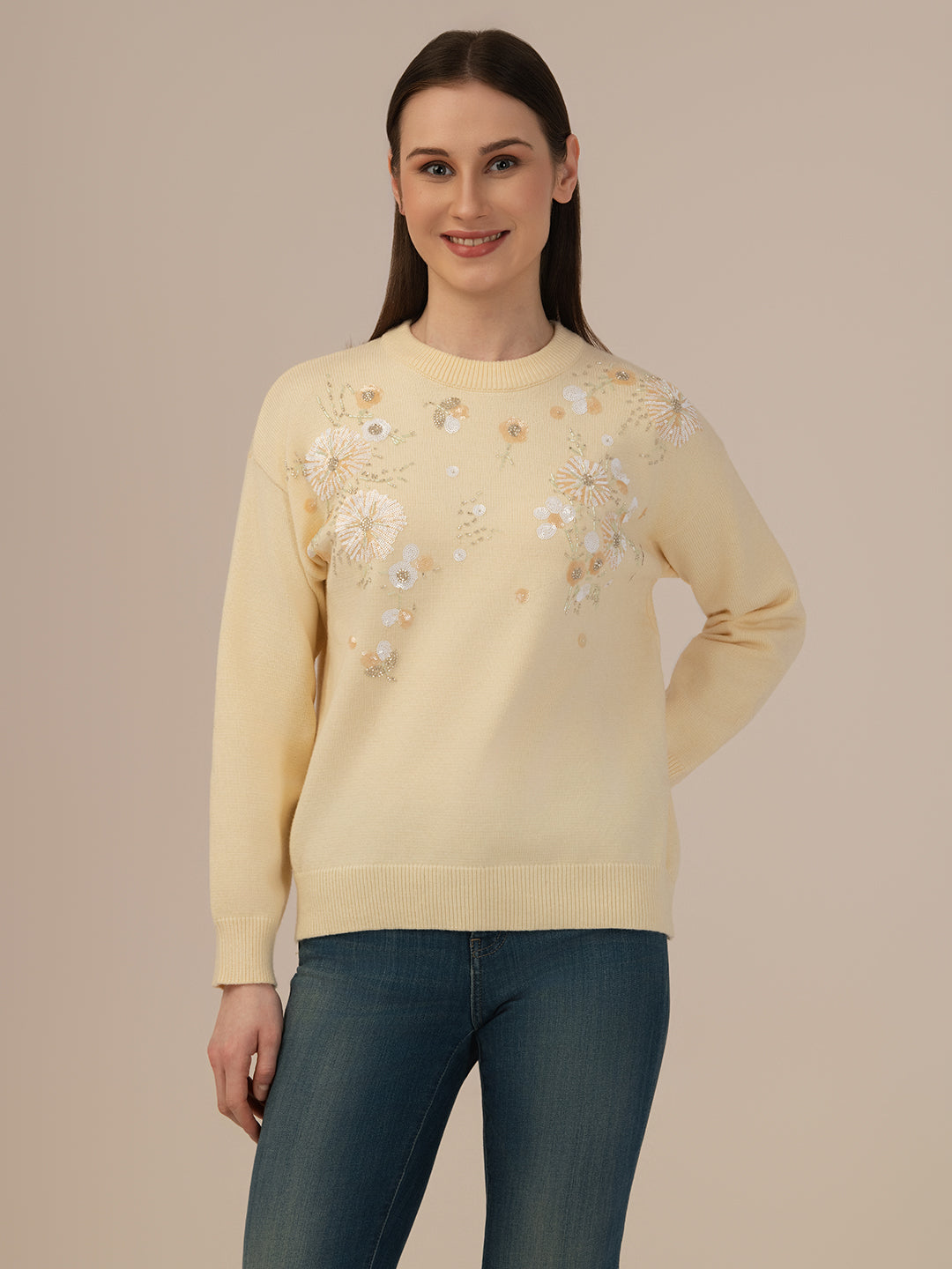 Albion Ladies Woollen Pullover – Perfect Winter Comfort_LEMON