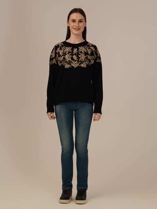 Women’s Premium Woollen Sweater – Soft & Warm Albion Collection_BLACK