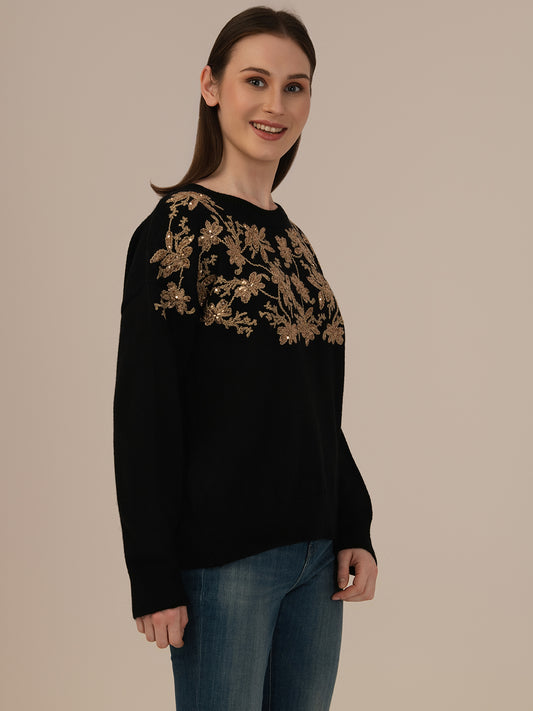 Women’s Premium Woollen Sweater – Soft & Warm Albion Collection_BLACK