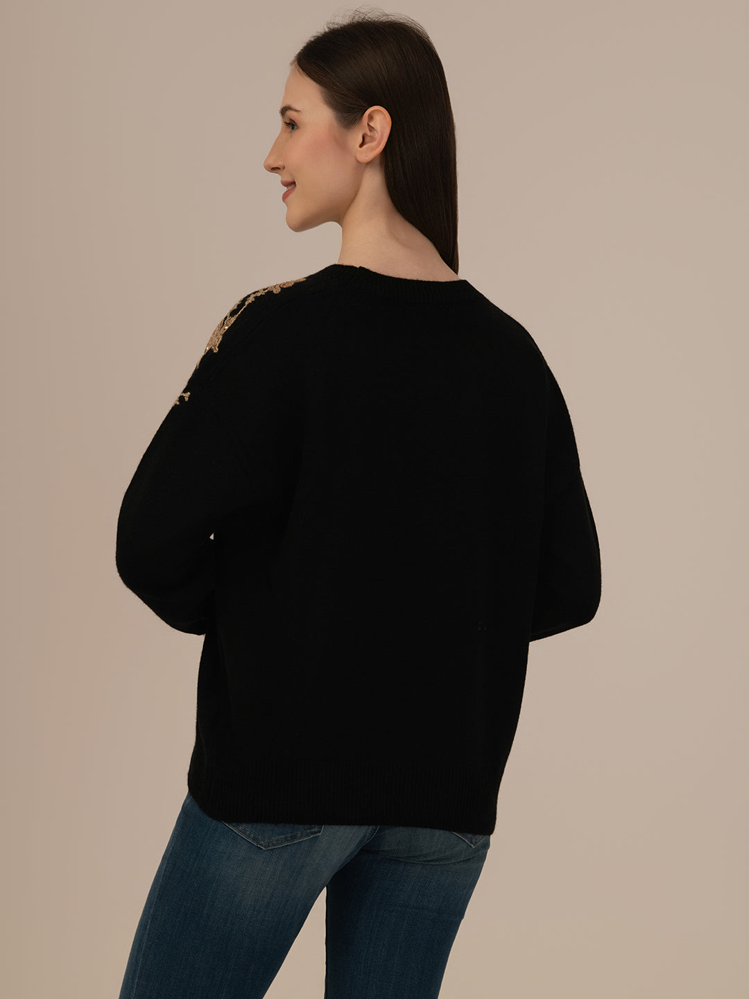 Women’s Premium Woollen Sweater – Soft & Warm Albion Collection_BLACK