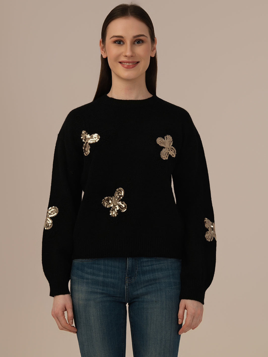 Cozy Woolen Turtleneck Top for Women_black