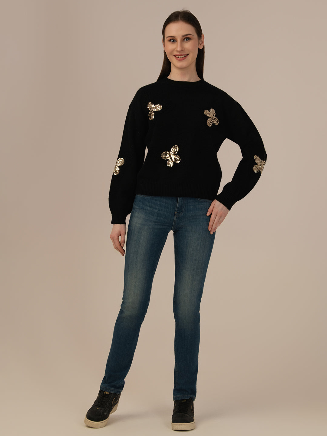 Cozy Woolen Turtleneck Top for Women_black