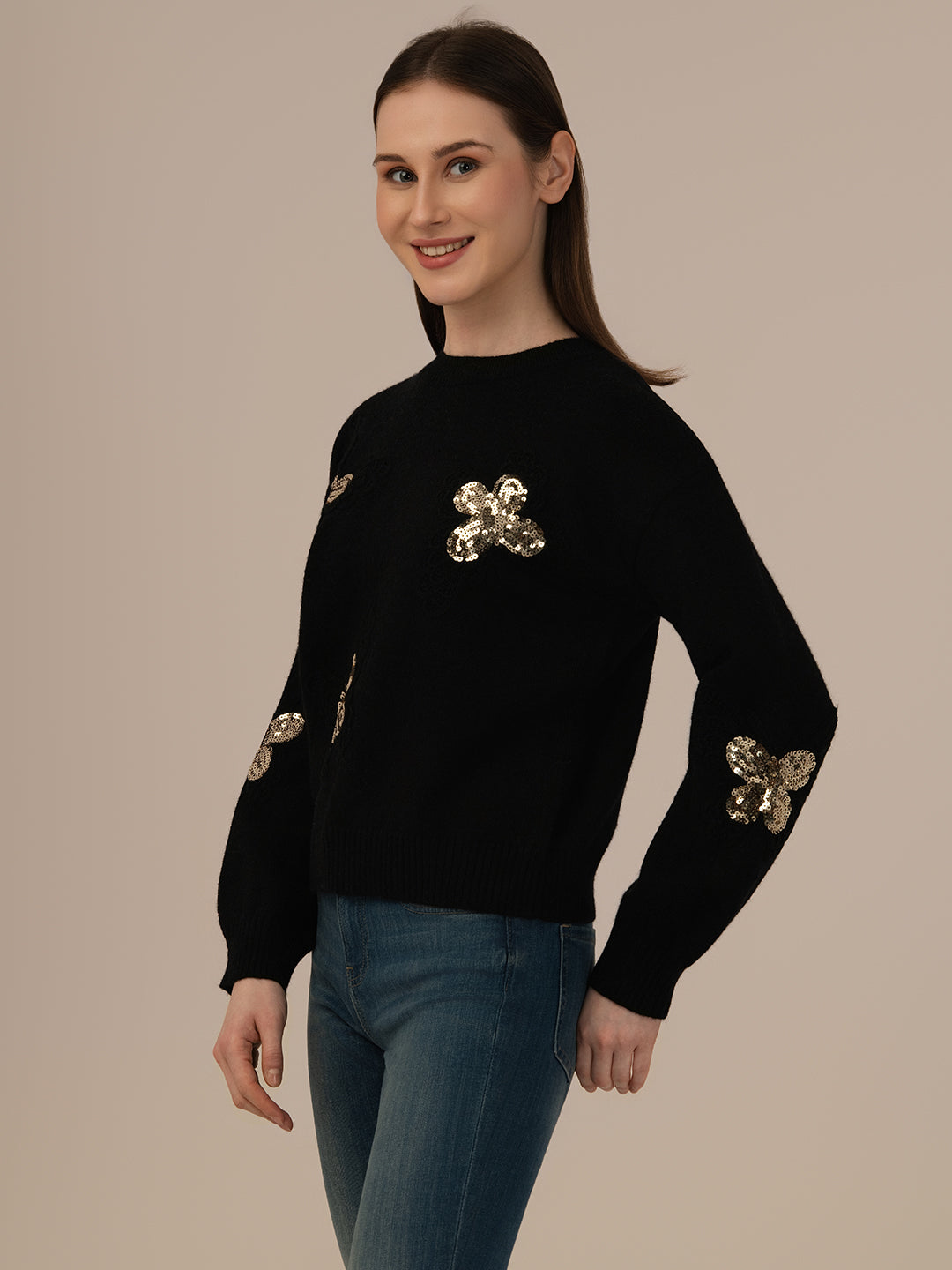 Cozy Woolen Turtleneck Top for Women_black